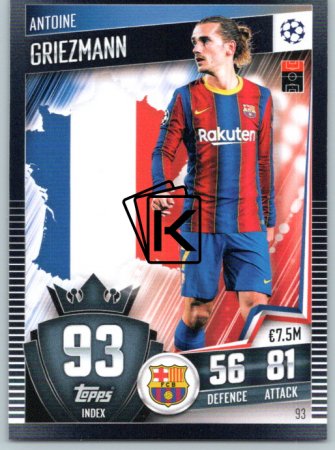 fotbalová kartička 2020-21 Topps Match Attax 101 Champions League 93 Antoine Griezmann FC Barcelona