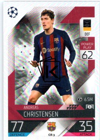 Fotbalová kartička 2022-23 Topps Match Attax UCL Chrome Preview CR3 Andreas Christensen FC Barcelona