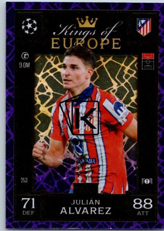 Fotbalová kartička 2024-25 Topps Match Attax EXTRA UEFA Club Competitions Kings of Europe 253.  Julián Álvaerez (Atlético de Madrid)