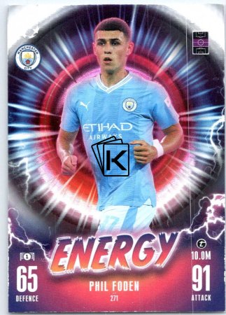 2023-24 Topps Match Attax EXTRA UEFA Club Competition Energy 271 Phil Foden (Manchester City)