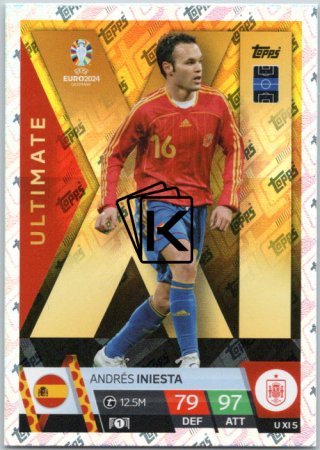fotbalová karta Topps Match Attax EURO 2024 Ultimate XI5 Andrés Iniesta (Spain)
