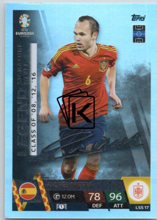 fotbalová karta Topps Match Attax EURO 2024 Legend Signature Style LSS17 Andrés Iniesta (Spain)