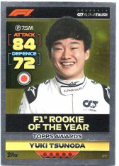 2022 Topps Formule 1Turbo Attax F1 Topps Awards 2021 282 Yuki Tsunoda (Scuderia AlphaTauri)