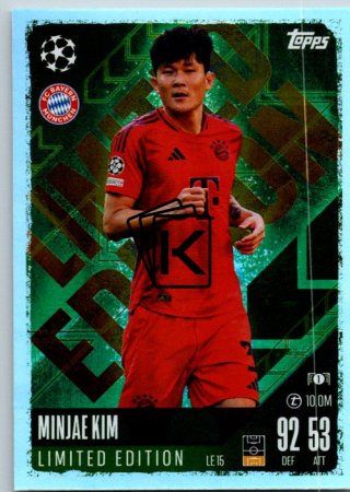 fotbalová kartička 2024-25 Topps Match Attax UEFA Club Competitions Limited Edition LE15 Min-jae Kim (FC Bayern München)