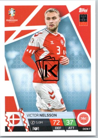 fotbalová karta Topps Match Attax EURO 2024 DEN7 Victor Nelsson (Denmark)