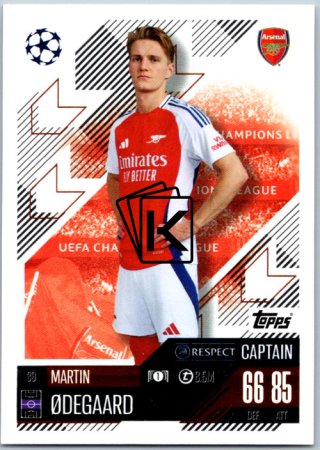 fotbalová kartička 2024-25 Topps Match Attax UEFA Club Competitions  39 Martin Ødegaard (Arsenal)  -  Captain