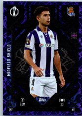 Fotbalová kartička 2024-25 Topps Match Attax EXTRA UEFA Club Competitions Midfield Shield 313.  Martín Zubimendi (Real Sociedad de Fútbol) Purple Parallel