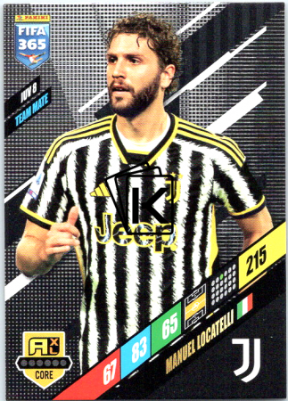 fotbalová karta Panini FIFA 365 2024 Adrenalyn JJUV8	Manuel Locatelli	Juventus