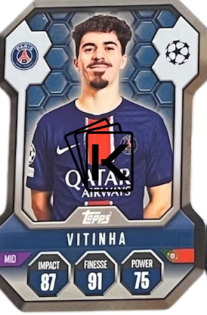 fotbalová kartička 2024-25 Topps Match Attax UEFA Club Competitions Topps Chrome Pro Elite SH14 Vitinha (Paris Saint-Germain)