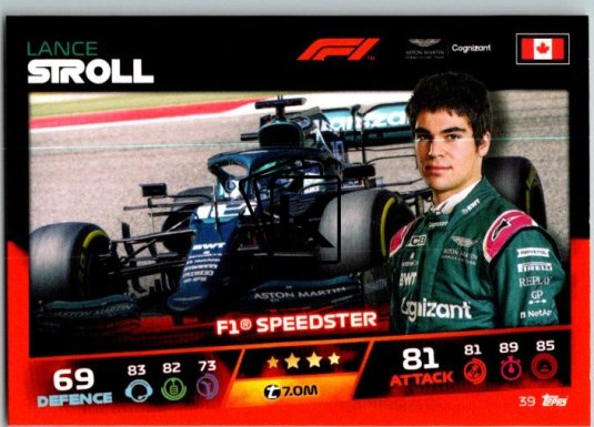 2021 Topps Formule 1 Turbo Attax 39 Speedster Lance Stroll Aston Martin