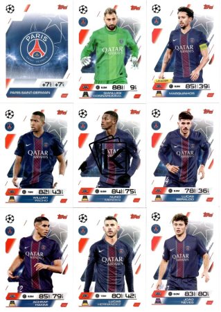 Týmový set 2025-26 Topps Match Attax UEFA Club Competitions PSG (UCL Champions)
