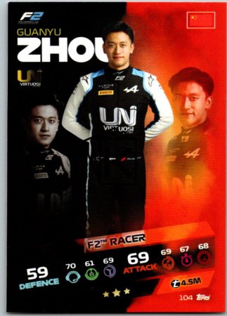 2021 Topps Formule 1 Turbo Attax 104 Guanyu Zhou UNI-Virtuosi Racing