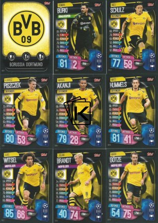 2019-20 Topps Match Attax Champions League Týmový set Borussia Dortmund