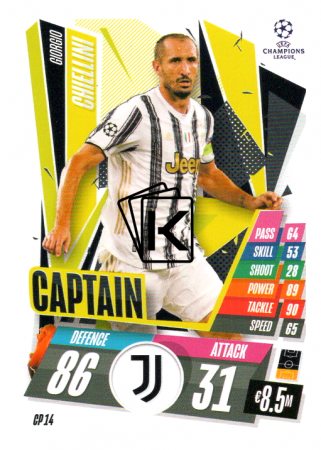 fotbalová kartička 2020-21 Topps Match Attax Champions League Extra Captain CP14 Giorgio Chiellini Juventus