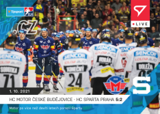 hokejová kartička SportZoo 2021-22 Live L-017 HC Motor České Budějovice HC Sparta 5:2