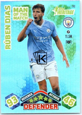 2023-24 Topps Match Attax EXTRA UEFA Club Competition Kings of Europe 312 Rúben Dias (Manchester City)