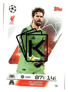 fotbalová kartička 2025-26 Topps Match Attax UCC 11 Alisson Becker (Liverpool)