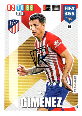Fotbalová kartička Panini Adrenalyn XL FIFA 365 - 2020 Team Mate 91 Jose Gimenez Atletico de Madrid