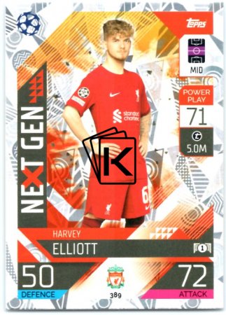 Fotbalová kartička 2022-23 Topps Match Attax UCL Next Gen 389 Harvey Elliott - Liverpool