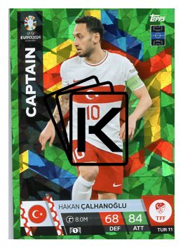 fotbalová karta Topps Match Attax EURO 2024 Green parallel TUR11 Hakan Calhanoglu (Turkey)
