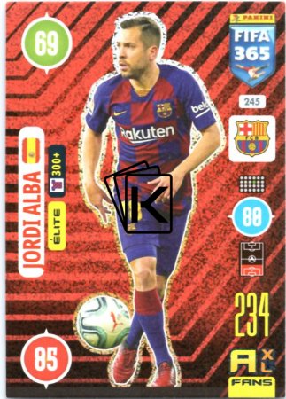 fotbalová karta Panini Adrenalyn XL FIFA 365 2021 Elite 245 Jordi Alba FC Barcelona