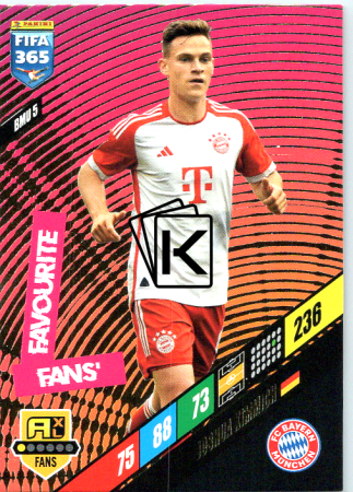 fotbalová karta Panini FIFA 365 2024 Adrenalyn XL BMU5  Joshua Kimmich	FC Bayern München Fans' Favourite