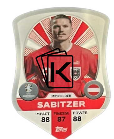 fotbalová karta Topps Match Attax EURO 2024 Chrome Elite Shield SC1 Marcel Sabitzer (Austria)