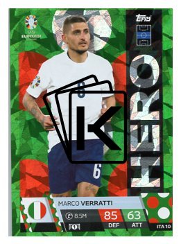 fotbalová karta Topps Match Attax EURO 2024 Green parallel Hero ITA10 Marco Verratti  (Italy)
