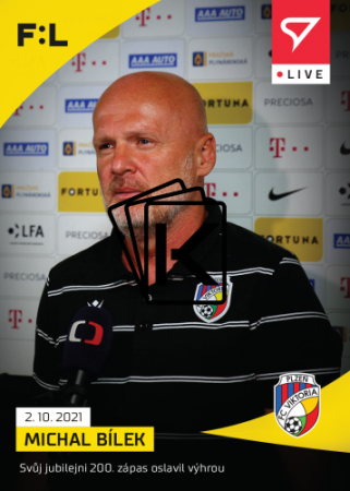 fotbalová kartička SportZoo 2021-22 Live L-041 Michal Bílek FC Viktoria Plzeň
