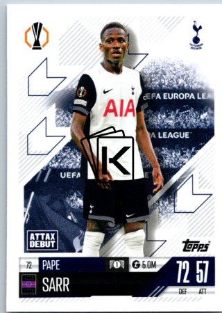 fotbalová kartička 2024-25 Topps Match Attax UEFA Club Competitions  72 Pape Sarr (Tottenham Hotspur)  -  Attax Debut