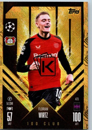 fotbalová kartička 2024-25 Topps Match Attax UEFA Club Competitions 100 club 473 Florian Wirtz (Bayer 04 Leverkusen)