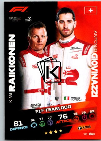 2021 Topps Formule 1 Turbo Attax Team Duo 78 Kimi Raikkonen Antonio Giovinazzi Alfa Romeo