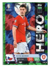 fotbalová karta Topps Match Attax EURO 2024 Green parallel Hero CZE18 Patrick Schick (Czech Republic)