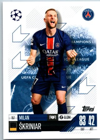fotbalová kartička 2024-25 Topps Match Attax UEFA Club Competitions  157 Milan Škriniar (Paris Saint-Germain)