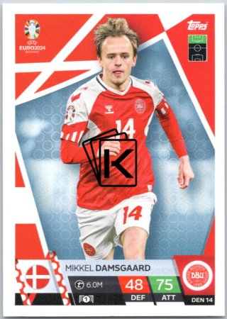 fotbalová karta Topps Match Attax EURO 2024 DEN14 Mikkel Damsgaard (Denmark)