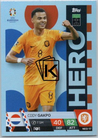 fotbalová karta Topps Match Attax EURO 2024 NED17 Cody Gakpo (Netherlands)  -  Hero