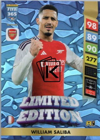 Limitovaná kartička Panini FIFA 365 2025 Adrenalyn XL William Saliba Arsenal