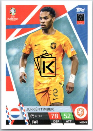 fotbalová karta Topps Match Attax EURO 2024 NED5 Jurriën Timber (Netherlands)