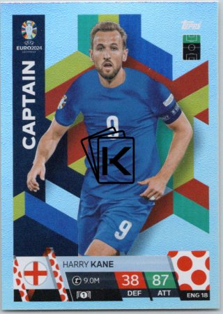fotbalová karta Topps Match Attax EURO 2024 ENG18 Harry Kane (England)  -  Captain