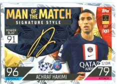 Fotbalová kartička 2022-23 Topps Match Attax UCL Man of The Match Siganture Style 434 Achraf Hakimi - PSG