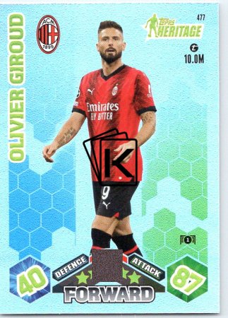 Fotbalová kartička 2023-24 Topps Match Attax UEFA Club Competitions Heritage 477 Olivier Giroud AC Milan
