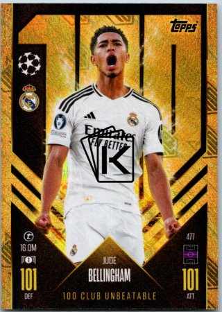 fotbalová kartička 2024-25 Topps Match Attax UEFA Club Competitions 100 club 477 Jude Bellingham (Real Madrid CF)