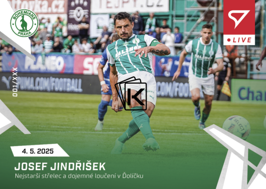 fotbalová kartička 2024-25 SportZoo Chance Liga Live L-56 Josef Jindřišek Bohemians Praha