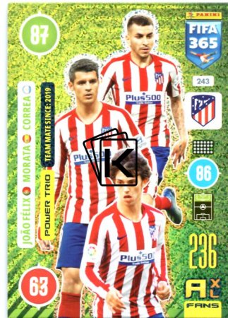 fotbalová karta Panini Adrenalyn XL FIFA 365 2021 Power Trio 243 Felix Morata Correa Atletico de Madrid