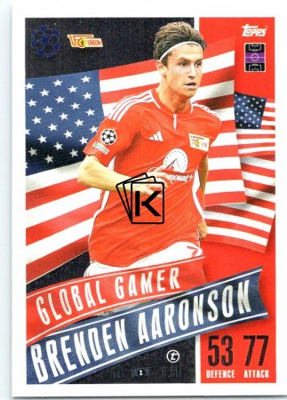 2023-24 Topps Match Attax EXTRA UEFA Club Competition Global Gamer 208 Brenden Aaronson (1.FC Union Berlin)