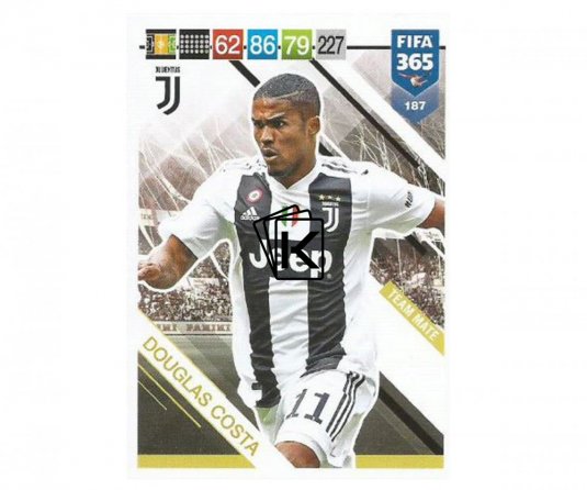Fotbalová kartička Panini FIFA 365 – 2019 Team Mate 187 Douglas Costa Juventus