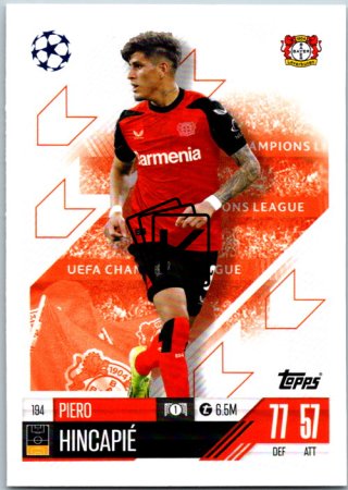 fotbalová kartička 2024-25 Topps Match Attax UEFA Club Competitions 194 Piero Hincapie (Bayer 04 Leverkusen)