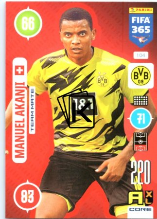 fotbalová karta Panini Adrenalyn XL FIFA 365 2021 Team Mate 104 Manuel Akanji Borussia Dortmund