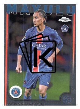 fotbalová kartička 2024-25 Topps Chrome 173 Senny Mayulu, Paris Saint-Germain RC