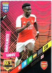 fotbalová karta Panini FIFA 365 2024 Adrenalyn XL ARS6 Bukayo Saka Arsenal Fans' Favourite